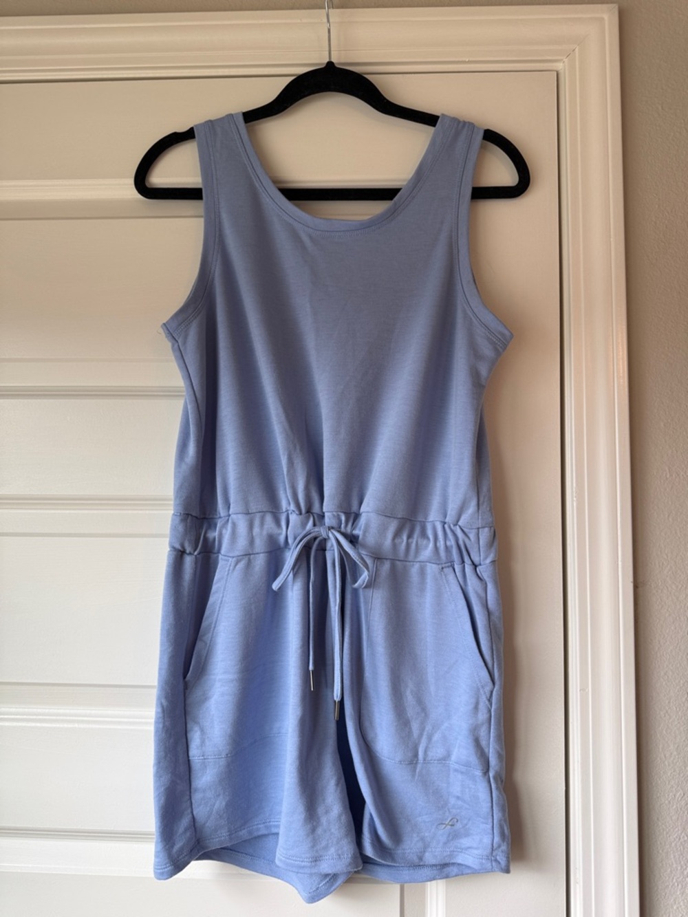 Paisley Blue Freely Sleeveless Drawcord Athletic Romper